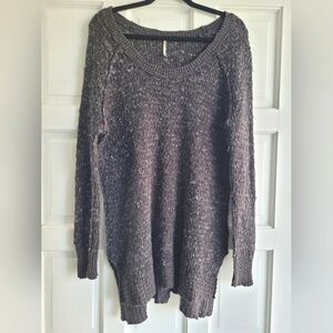 Free People Jeepster Honeycomb Sweater Charcoal Gray Black Textured Size Small